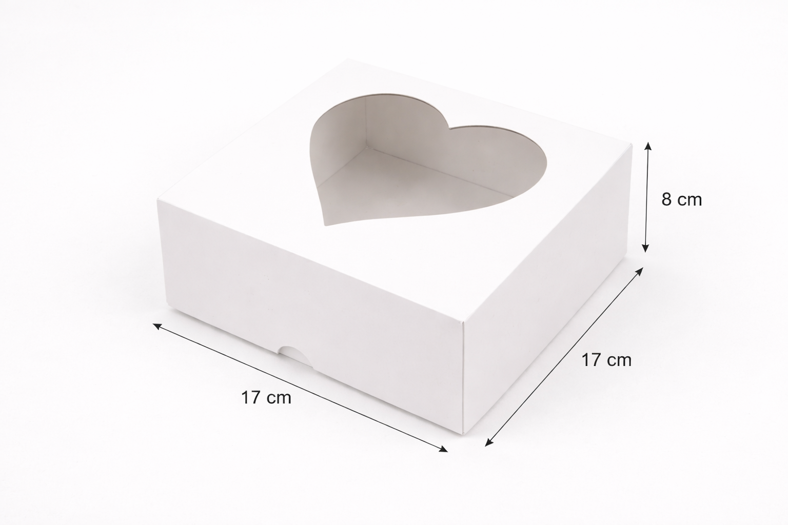 Caja para 4 Cupcakes con Visor Corazon | 17x17x8 cm | Pack 10 | Kraftcolors