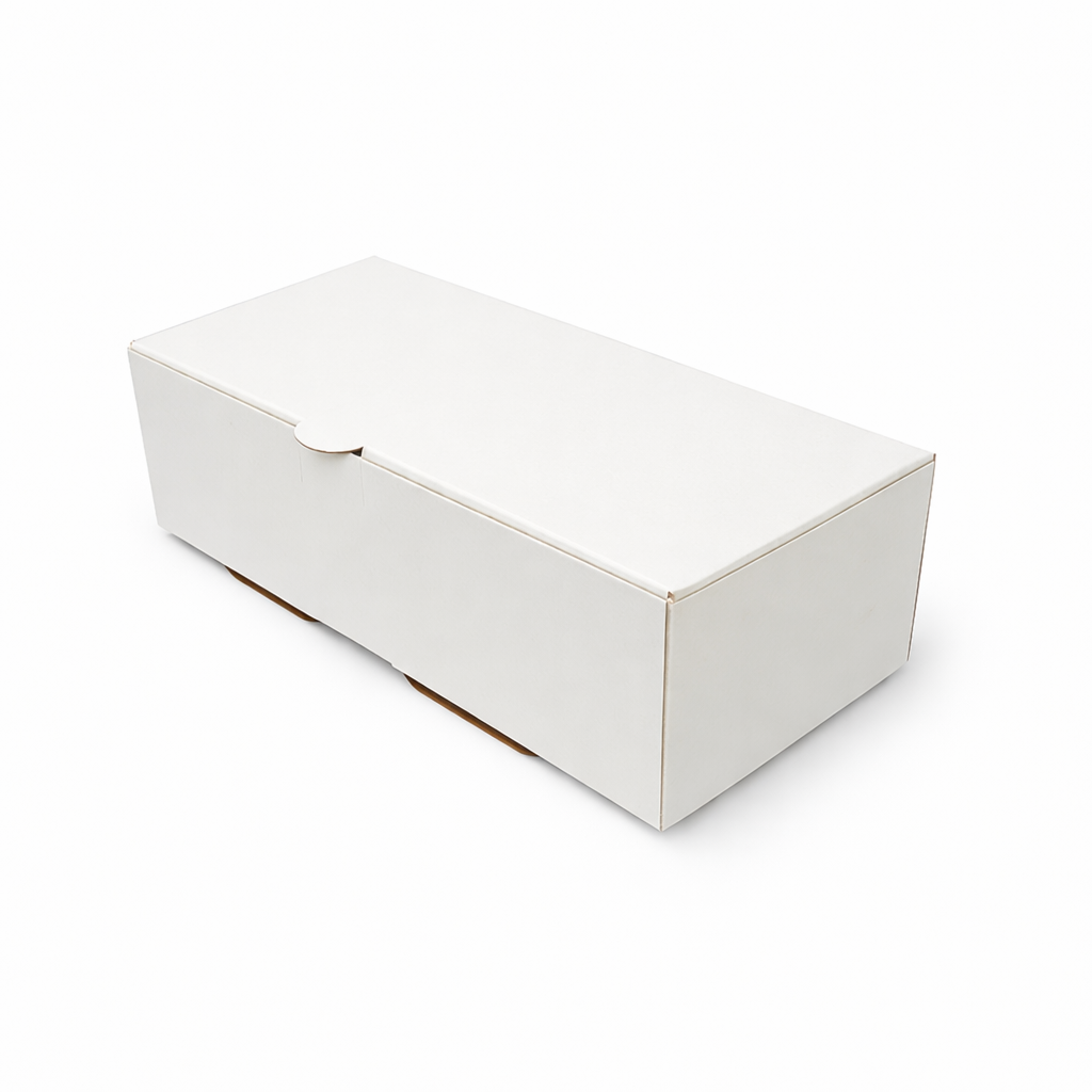 Caja Para 2 Alfajores Reversible Blanca/Reverso Café 14x7x4 cm Pack 10 | Kraftcolors