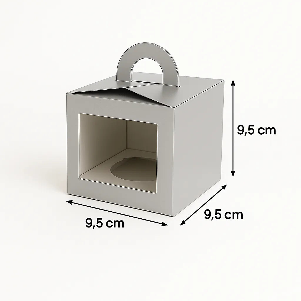 Caja para 1 Cupcake Plateada Con Separador | 9.6x9.6x9.6 cm | Pack 10 | Kraftcolors