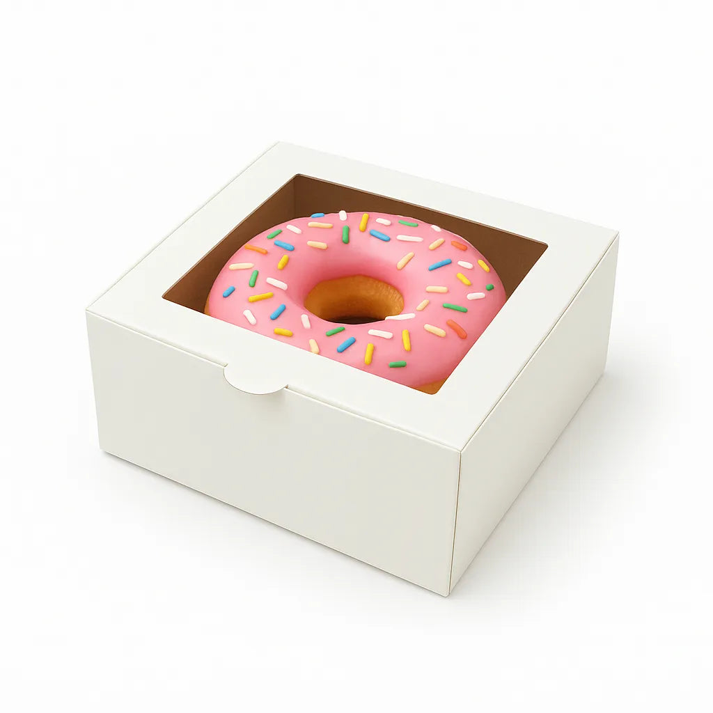 Caja para 1 Dona con Visor | 9.5x9.5x4 cm | Blanca | Pack 10 | Kraftcolors