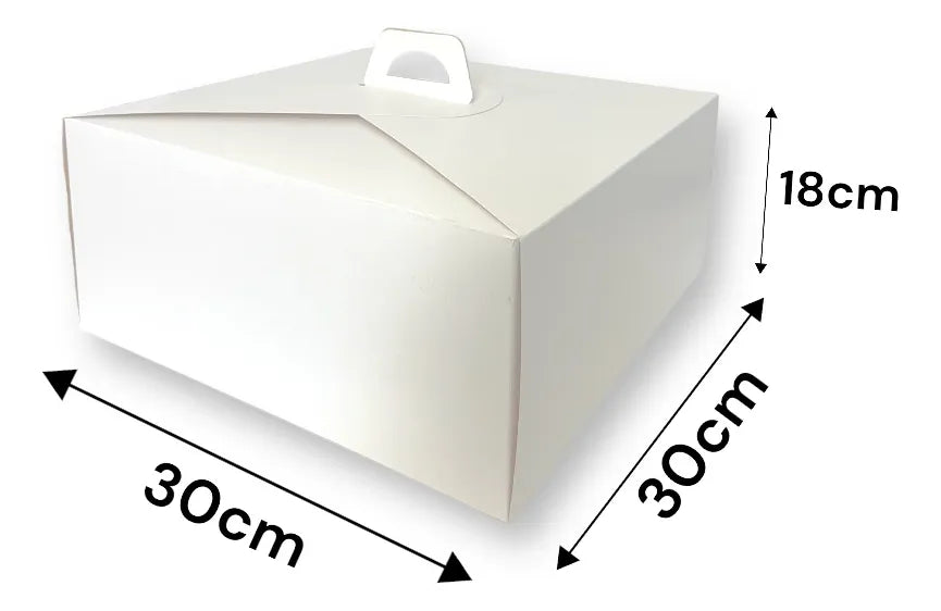 Caja Para Torta Alta 30x30x18 cm Blanca/Reverso Cafe Reversible | Pack 10 | Kraftcolors