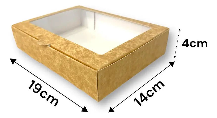 Caja para 6 Alfajores con Visor | 19x14x4 cm Café | Pack 10 | Kraftcolors