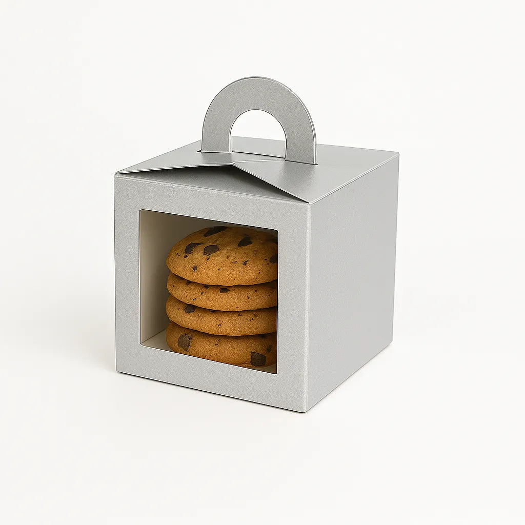 Caja para 1 Cupcake Plateada Con Separador | 9.6x9.6x9.6 cm | Pack 10 | Kraftcolors