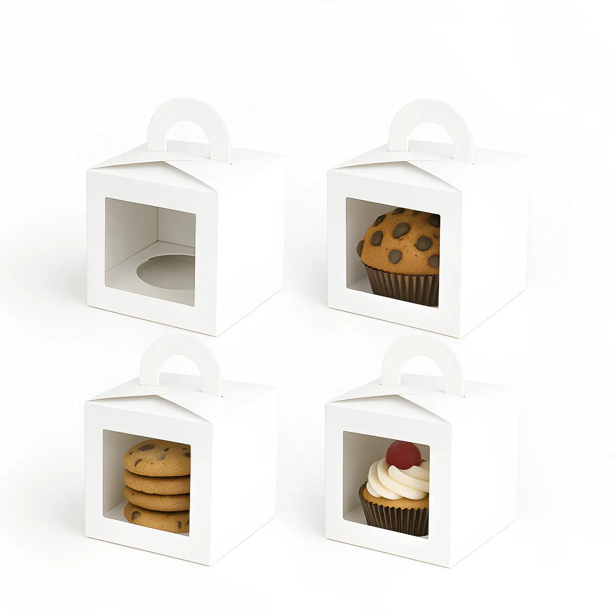 Caja para 1 Cupcake Blanco Con Separador | 9.6x9.6x9.6 cm | Pack 10 | Kraftcolors