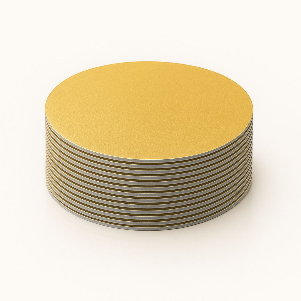 Base O Bandeja de Carton Para Torta Redonda De 30Cm Dorada De 3mm Grosor | Kraftcolors
