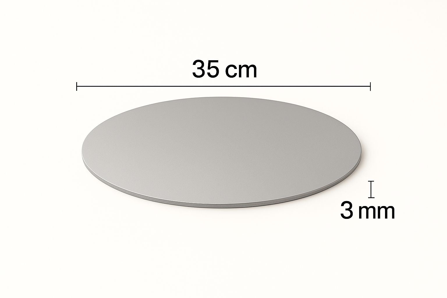 Base O Bandeja de Carton Para Torta Redonda De 35Cm Plateada De 3mm Grosor | Kraftcolors