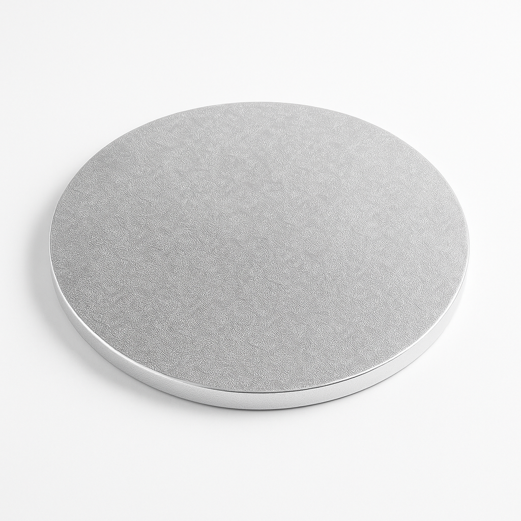 Bandeja o Base para Torta Redonda De Plumavit De 35Cm Plateada De 12mm Grosor | Kraftcolors