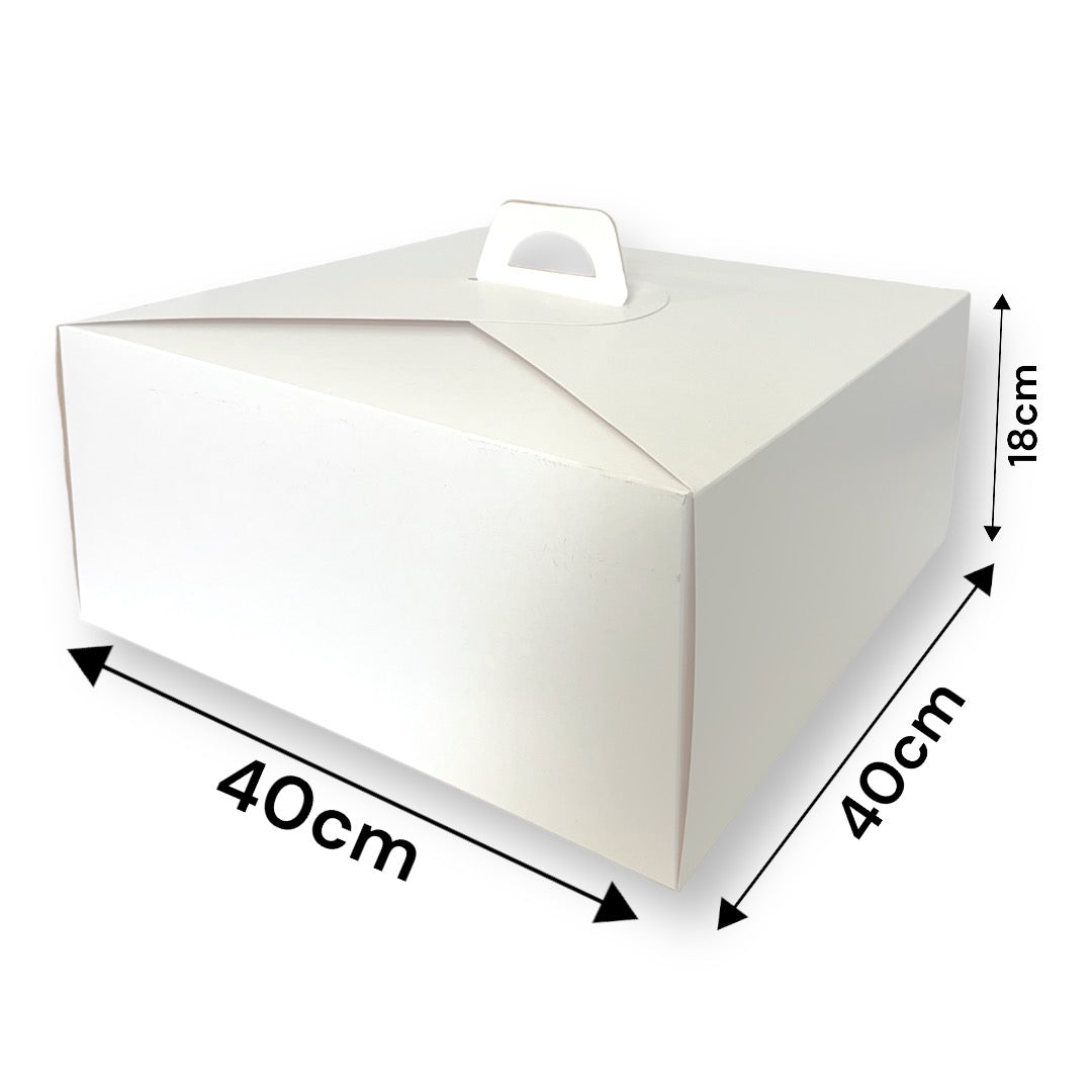 Caja Para Torta Alta 40x40x18 cm Blanca/Reverso Cafe Reversible | Pack 10 | Kraftcolors