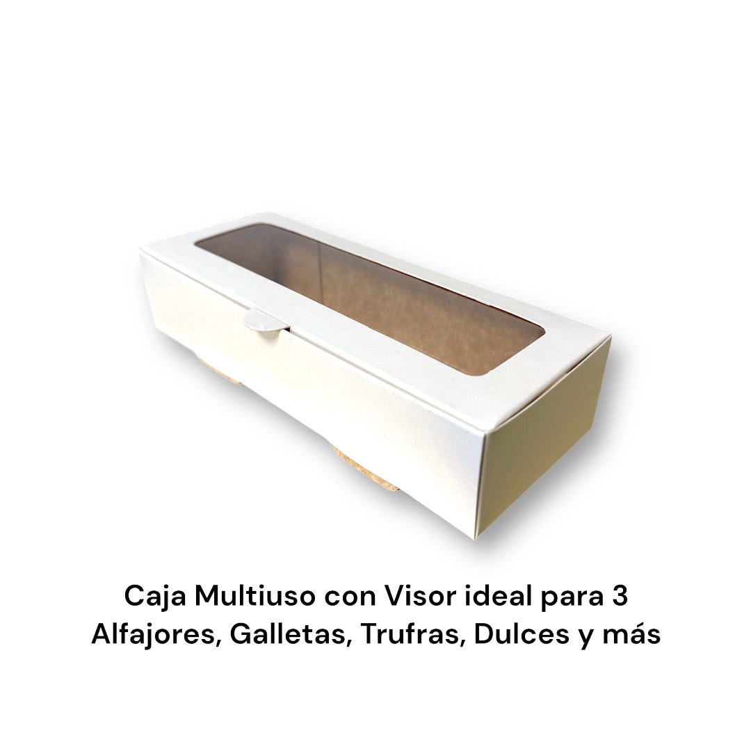 Caja para 3 Alfajores |19x7x4 cm Blanca | Pack 10 | Kraftcolors