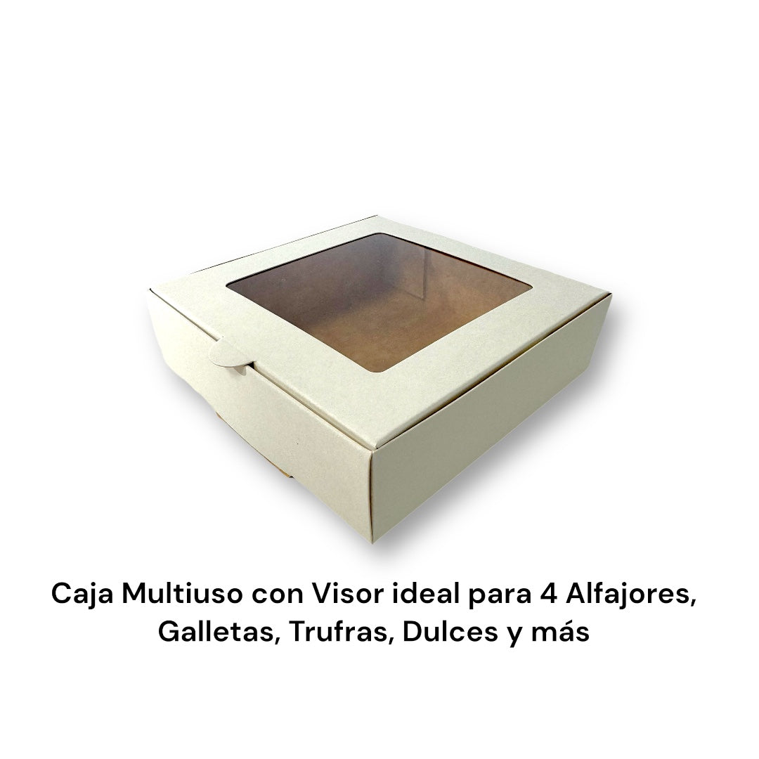 Caja para 4 Alfajores |14x14x4 cm Blanca | Pack 10 | Kraftcolors