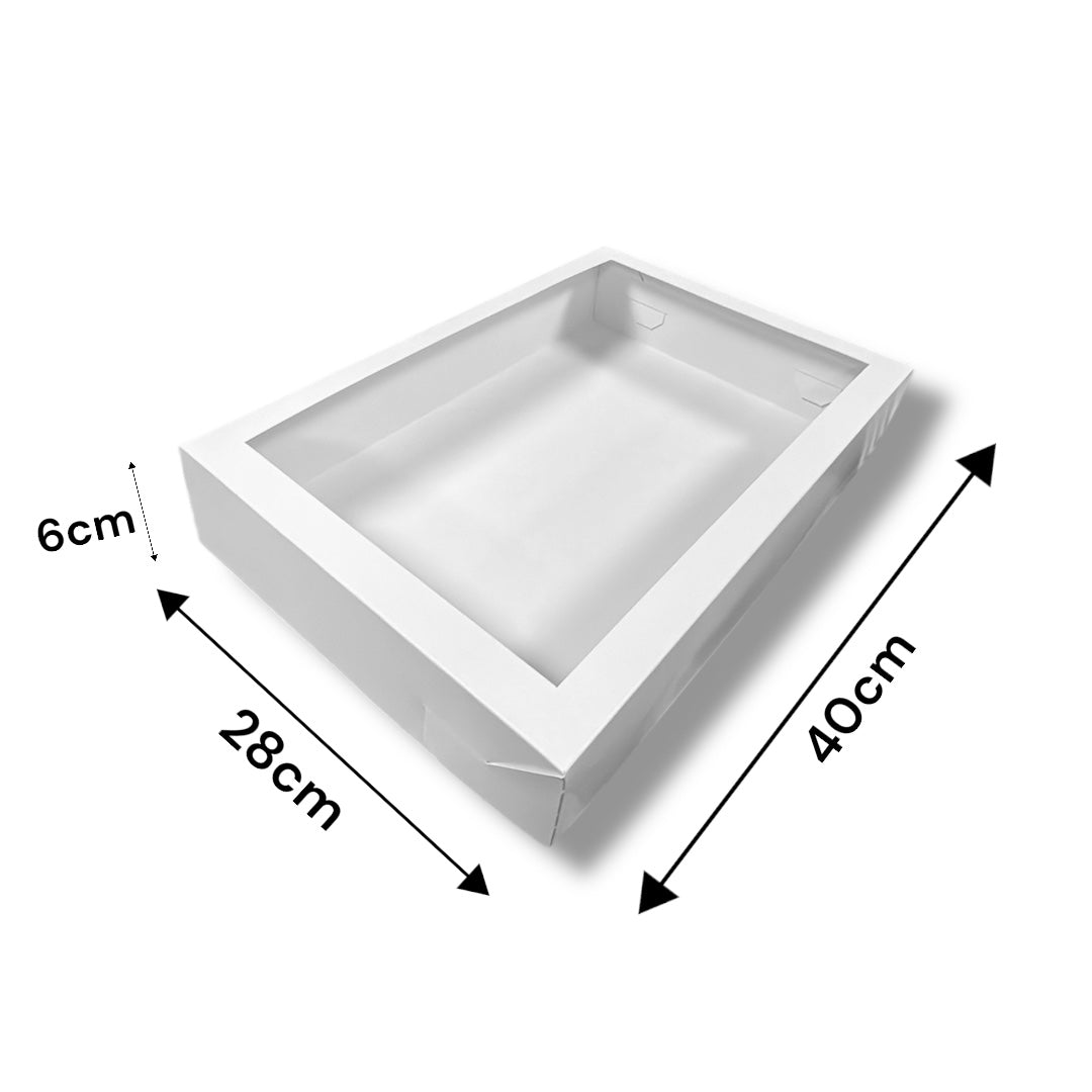Caja con Visor para Cocteleria Canapes Dulces Picoteo 40x28x6 cm | Pack 10 | Kraftcolors