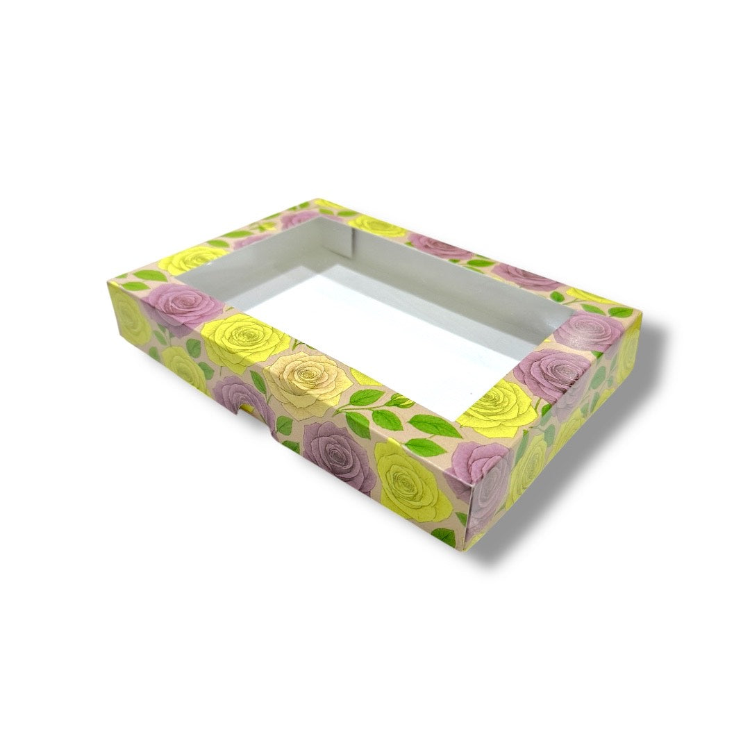 Caja para 6 Alfajores con Visor Flores | 19x14x3 cm | Pack 10 | Kraftcolors