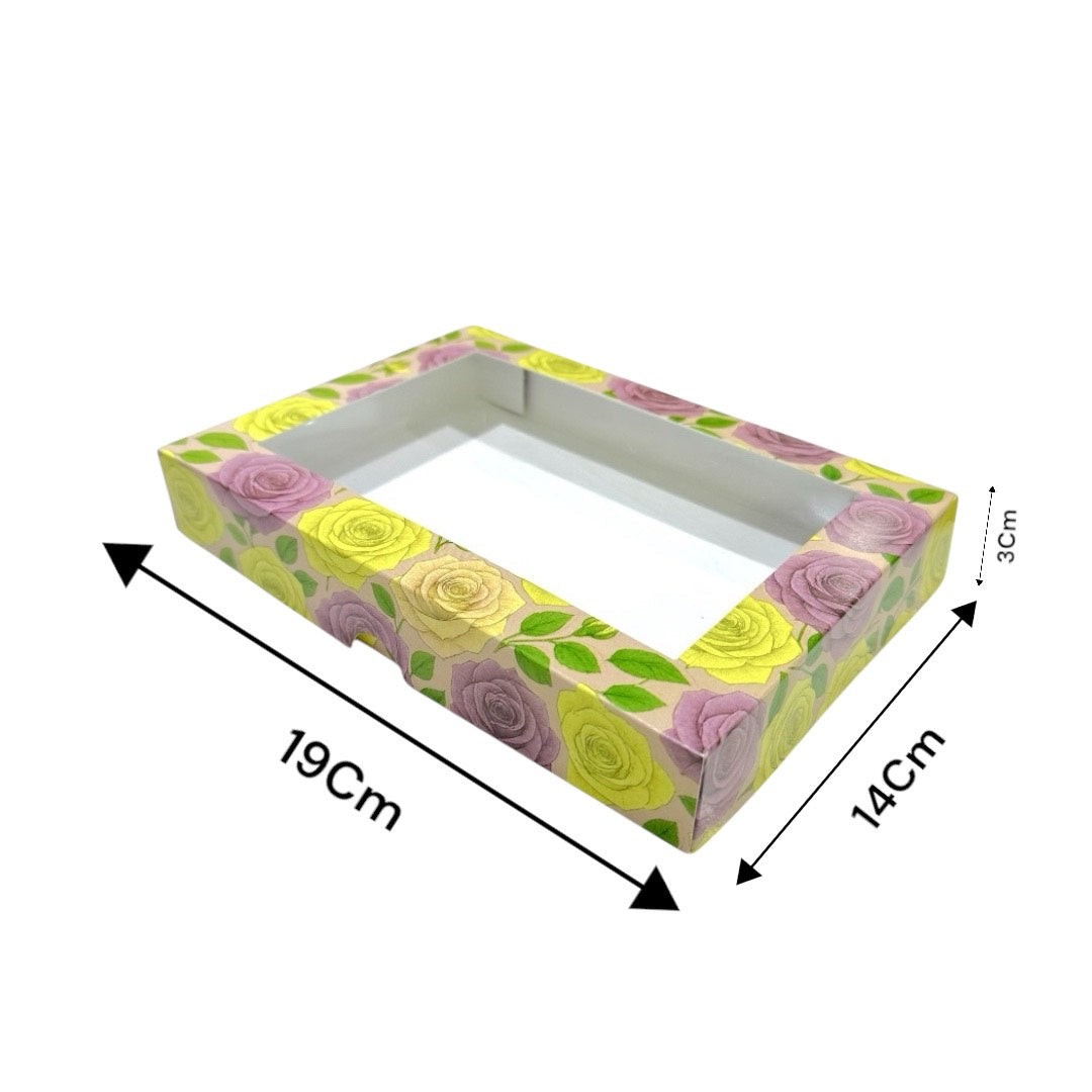 Caja para 6 Alfajores con Visor Flores | 19x14x3 cm | Pack 10 | Kraftcolors