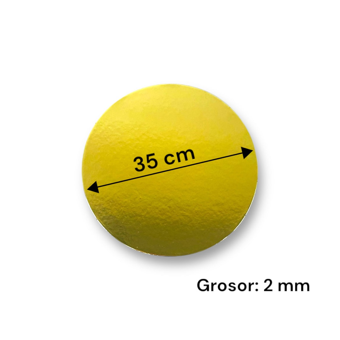 Bases O Bandeja Para Torta Redonda 35Cm Dorada De 2mm Grosor | Kraftcolors