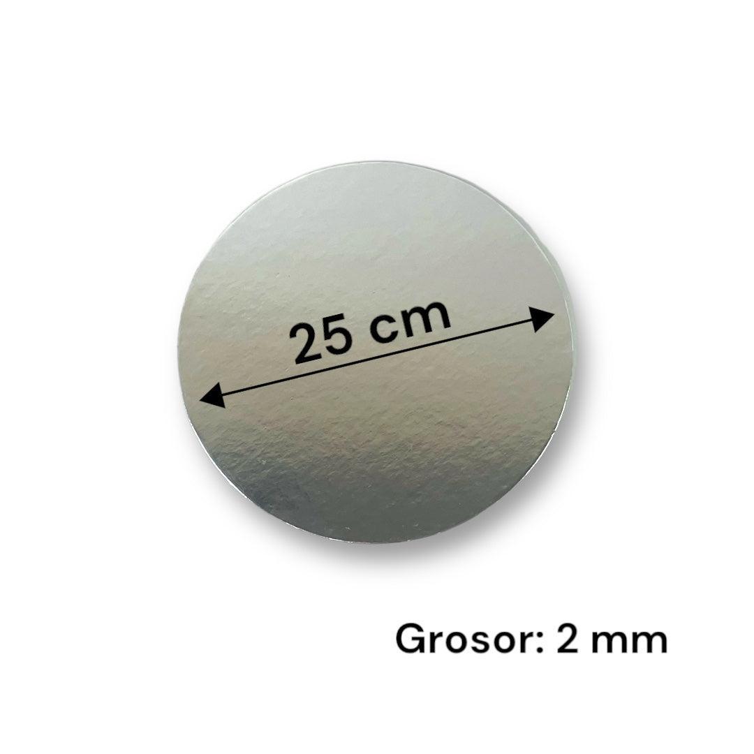 Bases O Bandeja Para Torta Redonda De 25Cm Plateada De 2mm Grosor | Kraftcolors