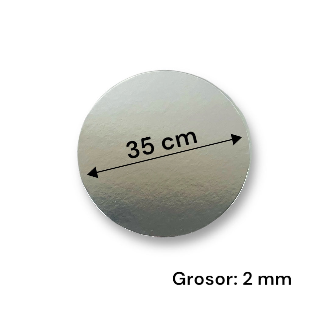 Bases O Bandeja Para Torta Redonda De 35Cm Plateada De 2mm Grosor | Kraftcolors