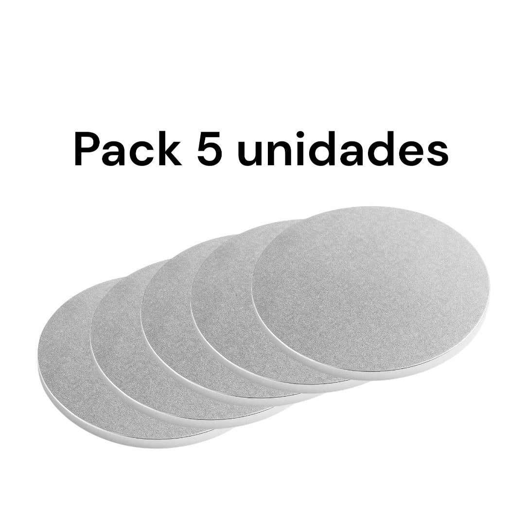 Bandeja o Base para Torta Redonda De Plumavit De 30Cm Plateada De 12mm Grosor | Kraftcolors