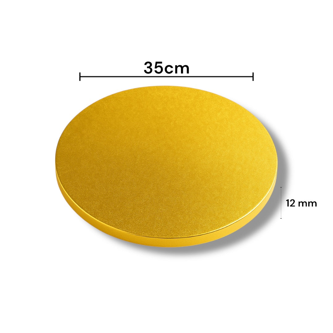 Bandeja o Base para Torta Redonda De Plumavit De 35Cm Dorada De 12mm Grosor | Kraftcolors