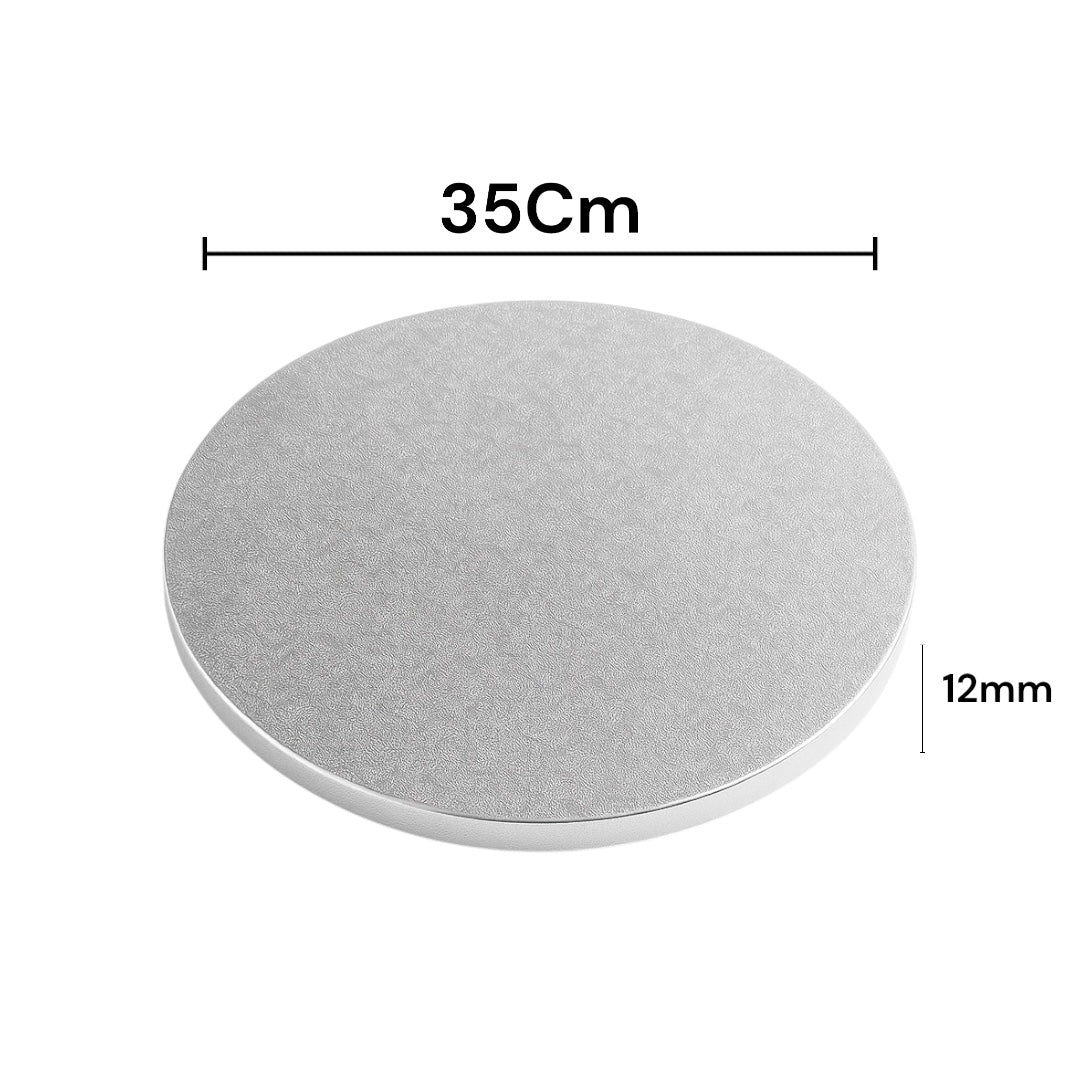 Bandeja o Base para Torta Redonda De Plumavit De 35Cm Plateada De 12mm Grosor | Kraftcolors