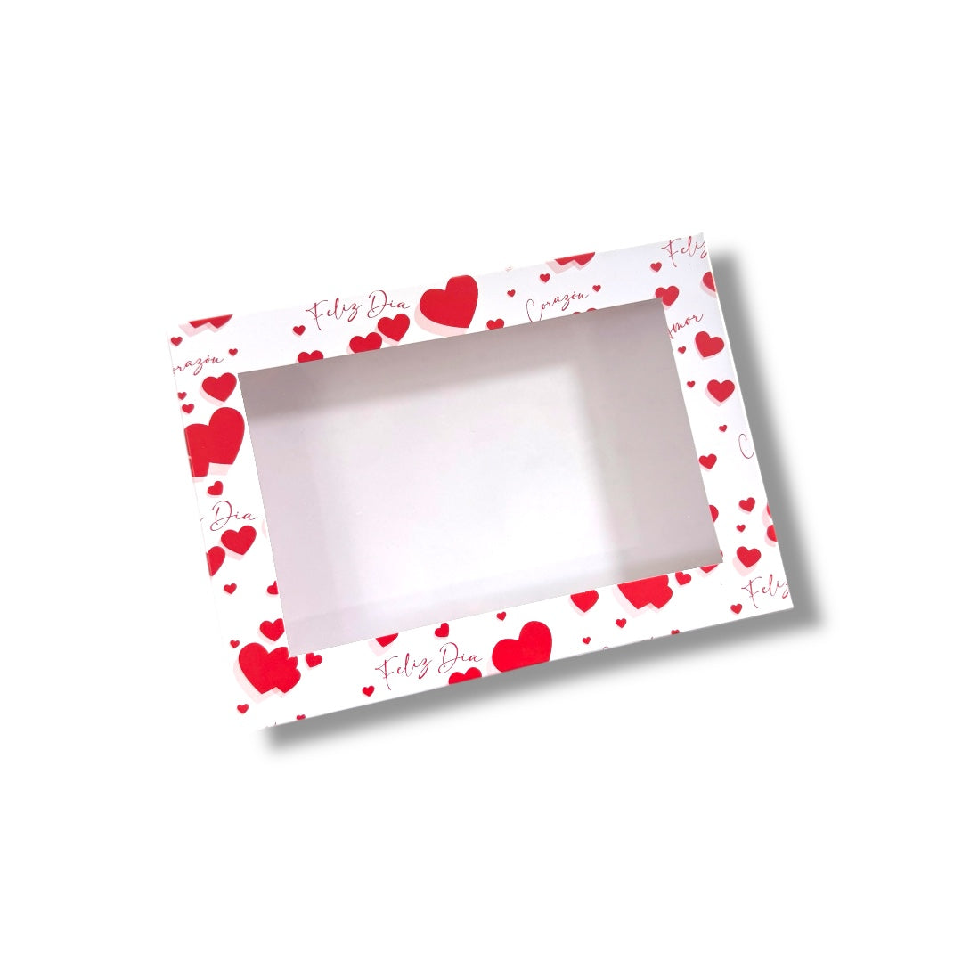 Caja para 6 Alfajores con Visor Corazones | 19x14x3 cm | Pack 10 | Kraftcolors