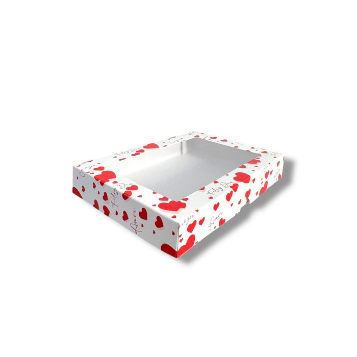 Caja para 6 Alfajores con Visor Corazones | 19x14x3 cm | Pack 10 | Kraftcolors