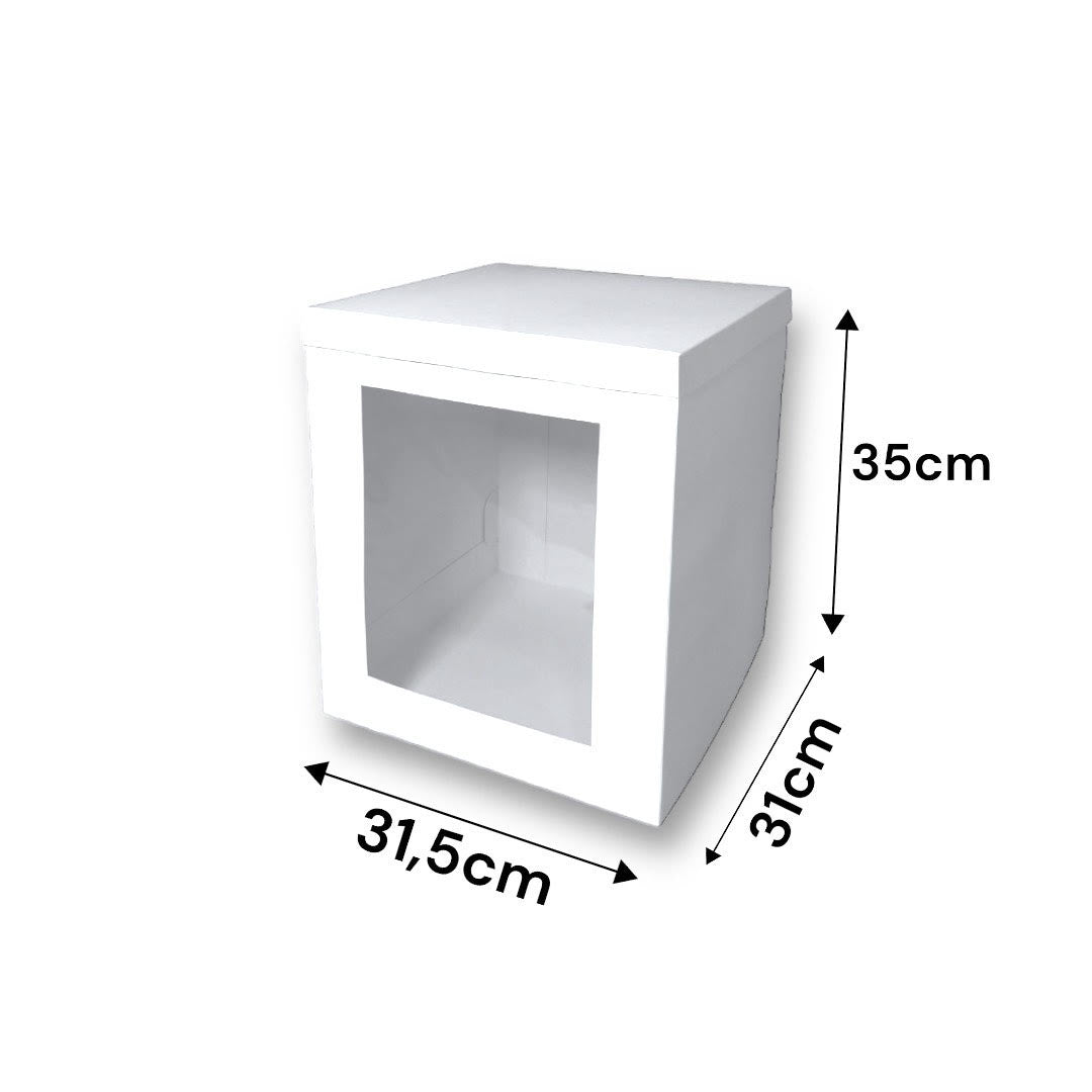 Caja con Visor para Torta Alta Grande 31x30.5x35 cm | Pack 5 | Kraftcolors