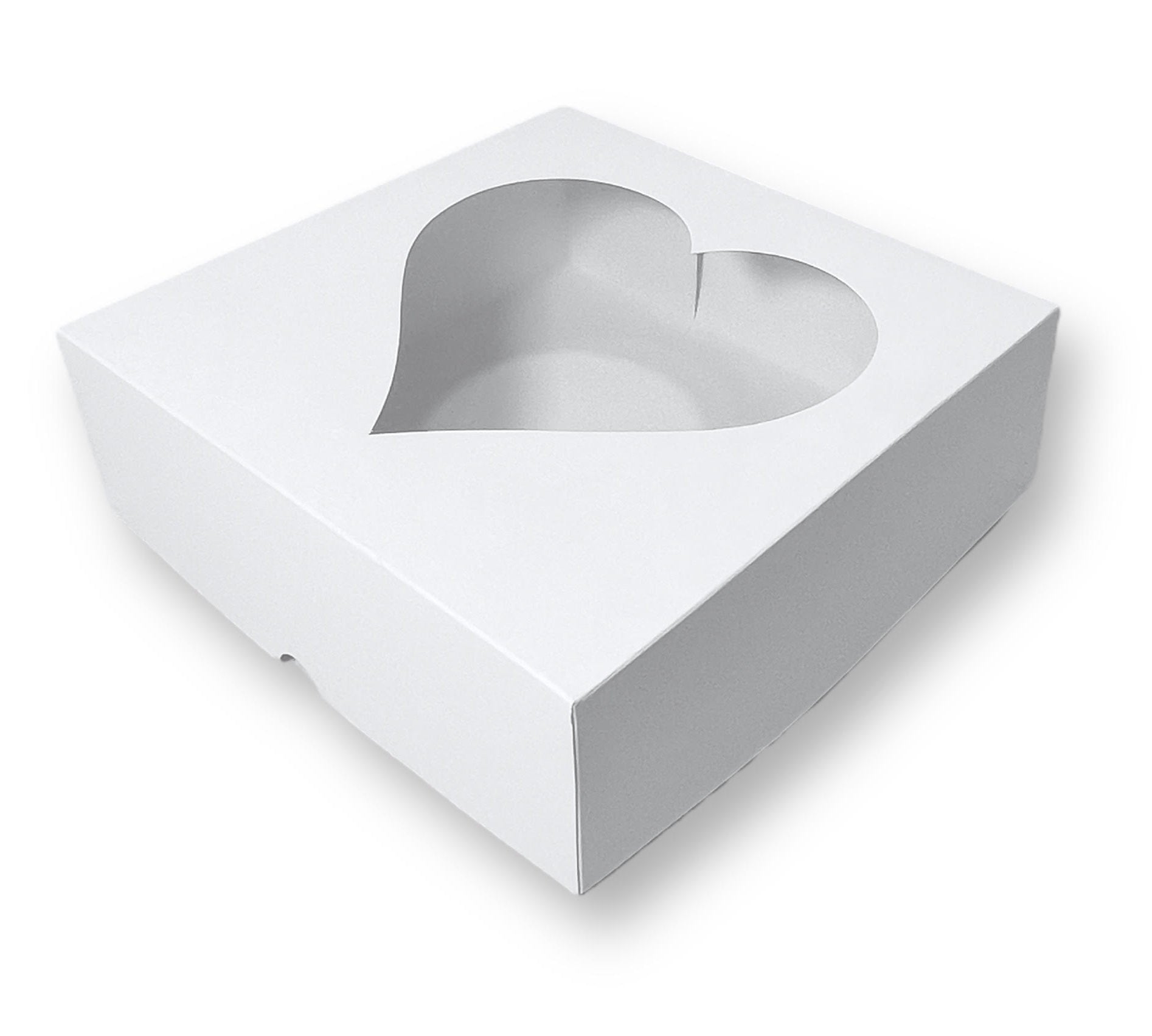 Caja para Cofre con Visor De Corazon Grande | 24x24x8 cm | Pack 10 | Kraftcolors
