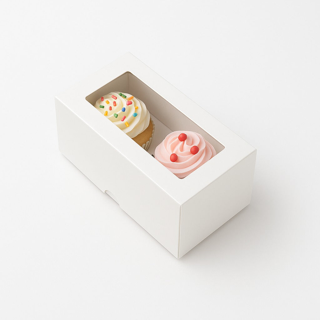 Caja para con Visor 2 Cupcakes | 17x9x8 cm | Pack 10 | Kraftcolors