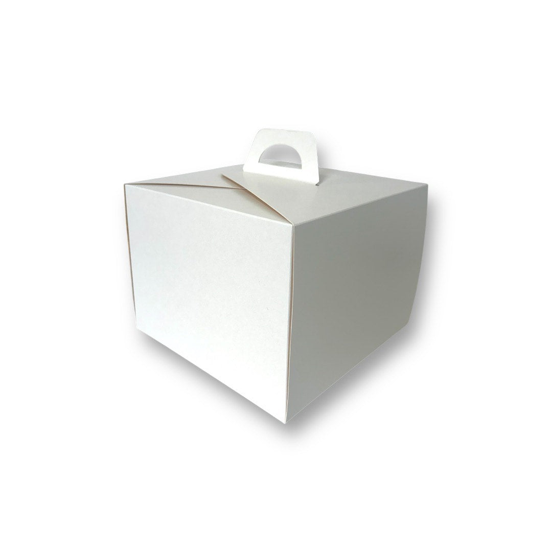 Caja Para Torta Alta 25x25x18 cm Blanca/Reverso Cafe Reversible | Pack 10 | Kraftcolors