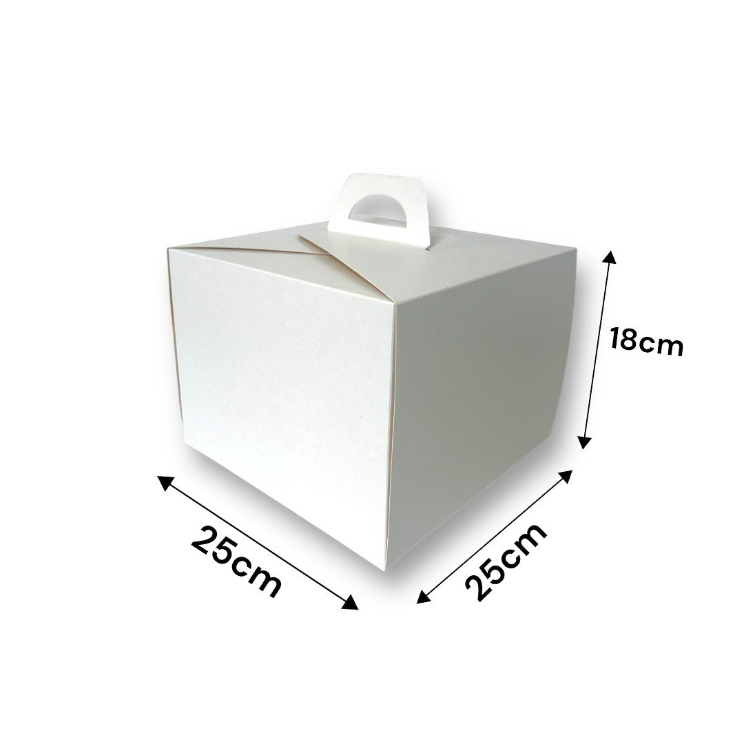 Caja Para Torta Alta 25x25x18 cm Blanca/Reverso Cafe Reversible | Pack 10 | Kraftcolors