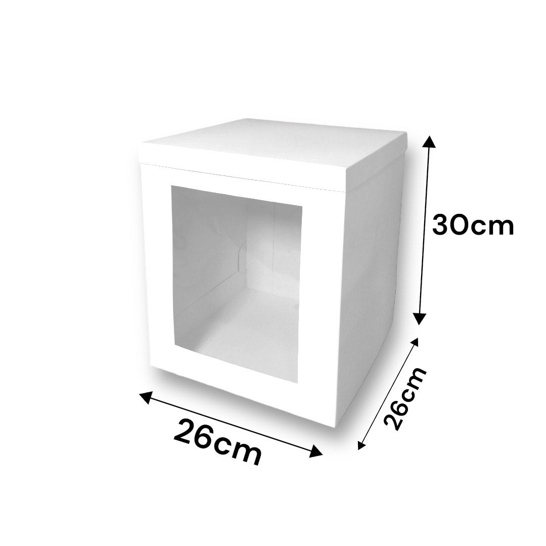 Caja con Visor para Torta Alta Mediana 26x26x30 cm | Pack 5 | Kraftcolors